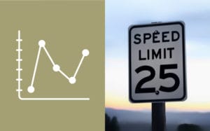 Graph chart icon next to 25mph speed limit sign
